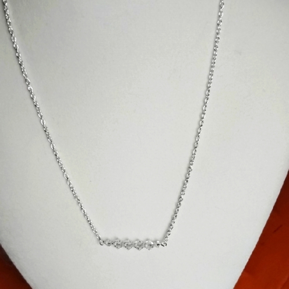 Hand Crafted Swarovski Crystal Bar Necklace With Magnetic Clasp